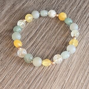 Green aventurine and citrine natural stone bracelet